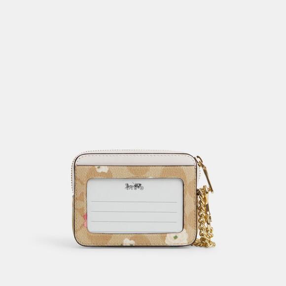 Zip Card Case In Signature Canvas With Floral Print - Picture 1 of 1